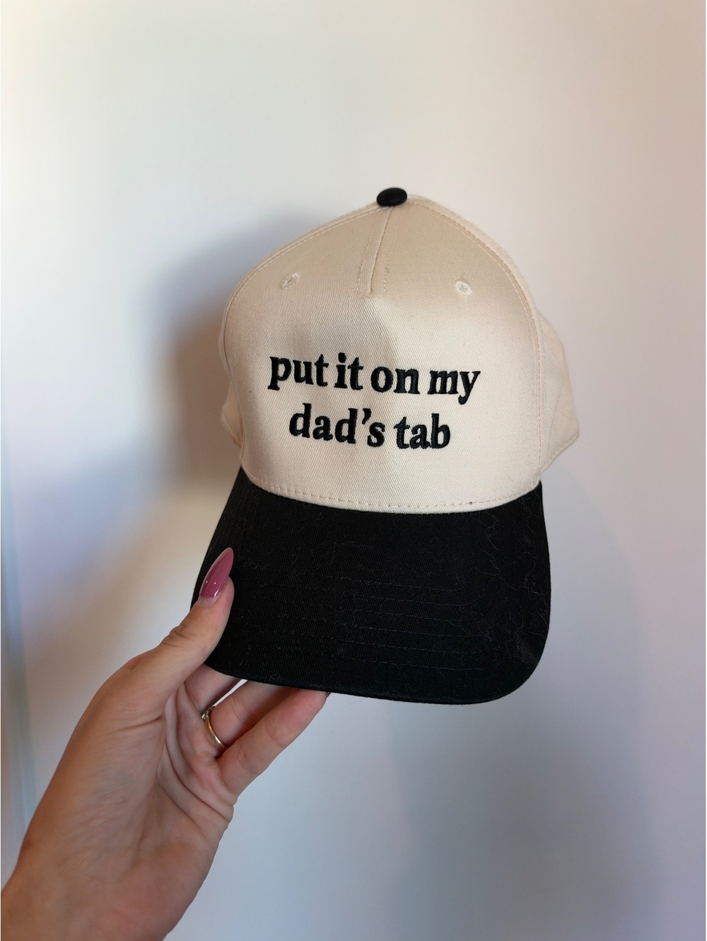 OTTO “Put It On My Dad’s Tab” Black & Cream Snapback Trucker Hat